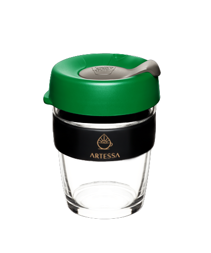 KeepCup Brew M size Artessa green lid with grey plug