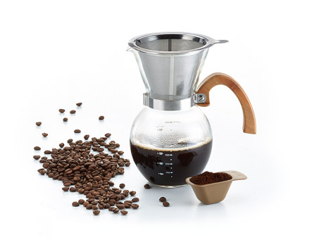Glass filter coffee maker with stainless steel filter