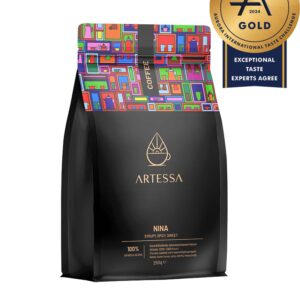 Nina 100% arabica coffee blend with gold Aurora award