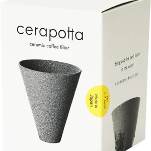 Cerapotta ceramic coffee filter packaging showcasing product with Made in Japan label