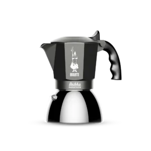 Bialetti Brikka Induction Moka Pot in sleek black and stainless steel finish.