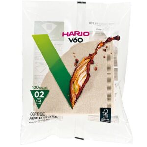Hario cone shaped paper filter, size 02, brown